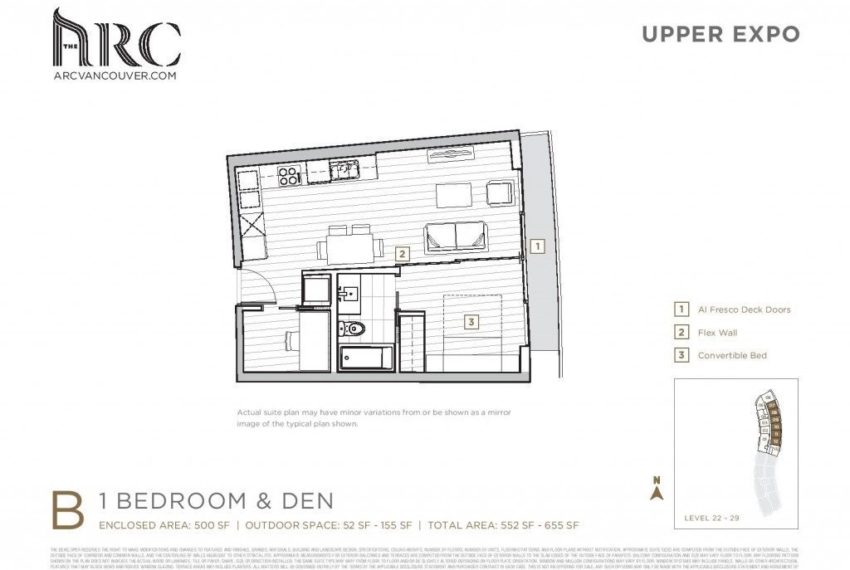 1 bed 1 den floor plan